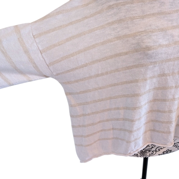 Eileen Fisher Organic Linen Blend Striped Sweater Women's M Fisherman Mature - Picture 9 of 14